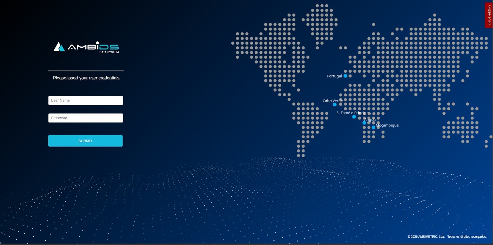 AmbiDS — painel de monitorização em computador
